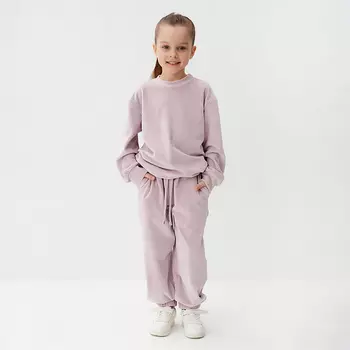 Костюм детский (свитшот, брюки) KAFTAN Plushy, размер 32 (110-116 см), лиловый