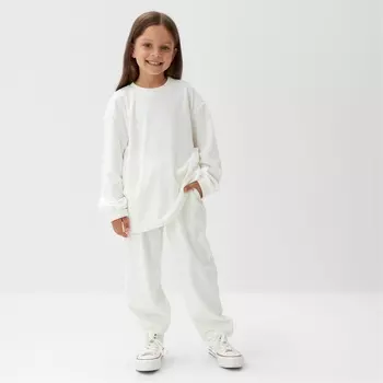 Костюм детский (свитшот, брюки) KAFTAN Plushy, размер 32 (110-116 см), белый