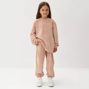 Костюм детский (свитшот, брюки) KAFTAN Plushy, размер 30 (98-104 см), бежевый