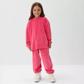 Костюм детский (свитшот, брюки) KAFTAN Plushy, размер 34 (122-128 см), фуксия