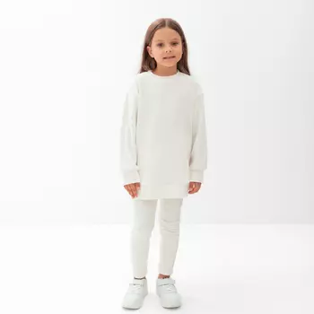 Костюм детский (свитшот, леггинсы) KAFTAN Plushy р.32 (110-116), белый