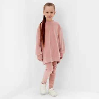 Костюм детский (свитшот, лосины) KAFTAN Plushy р.36 (134-140), розовый
