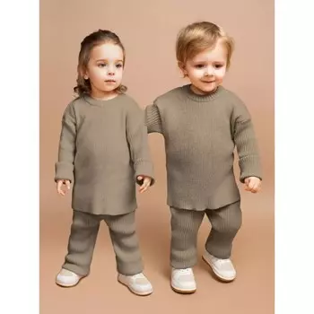 Костюм детский вязаный Amarobaby Noodles, рост 74 см, цвет коричневый