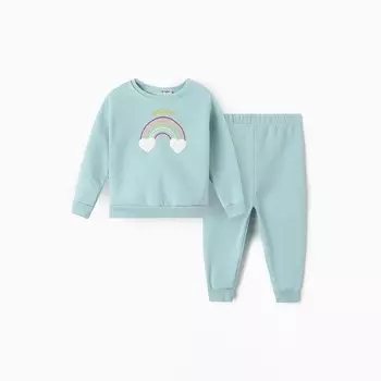 Костюм для девочек (свитшот, брюки), НАЧЁС, цвет бирюзовый, рост 104 см