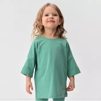 Костюм для девочки (футболка, лосины) MINAKU, оливковый, рост 134 см