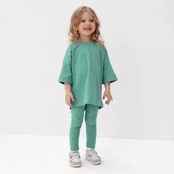 Костюм для девочки (футболка, лосины) MINAKU, оливковый, рост 116 см