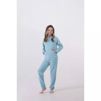 Костюм для девочки: худи, брюки, рост 158 см, цвет небесный