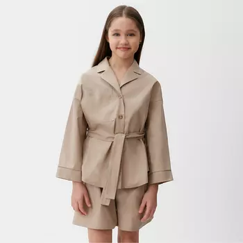 Костюм для девочки (Рубашка и шорты) MINAKU, бежевый, рост 110 см