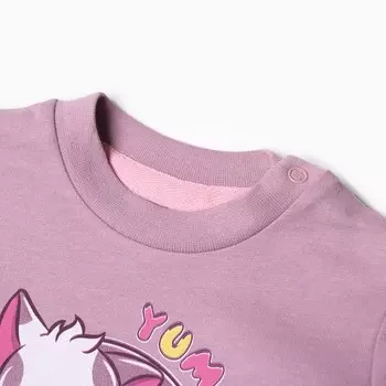 Костюм для девочки (свитшота, брюк), цвет черный/орхидея, рост 86