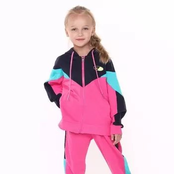 Костюм для девочки (толстовка/брюки), цвет фуксия, рост 86-92см