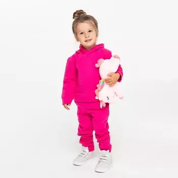 Костюм для девочки (толстовка, брюки) с НАЧЁСОМ, цвет фуксия, рост 122 см