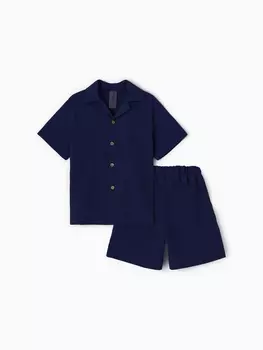 Костюм для мальчика (рубашка, шорты) KAFTAN, размер 32 (110-116 см), тёмно-синий