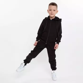 Костюм для мальчика (толстовка/брюки), цвет чёрный, рост 140 см