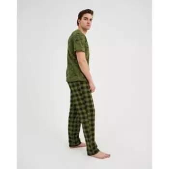 Костюм домашний (футболка, брюки) мужской, цвет зелёный, размер 56