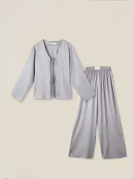 Пижама женская (рубашка, брюки) SL HOME Modal Home, размер XL, серая