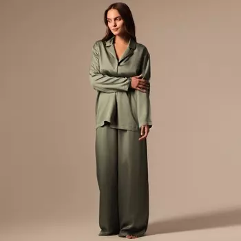 Пижама женская (рубашка, брюки) SL HOME Tensel Home, размер XL, зелёная