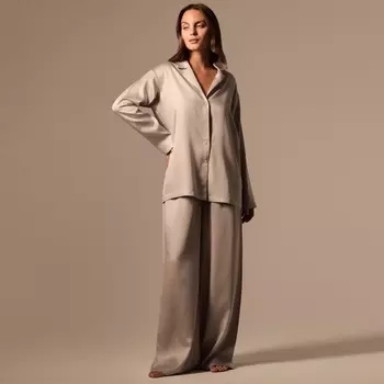 Пижама женская (рубашка, брюки) SL HOME Tensel Home, размер XL, серая