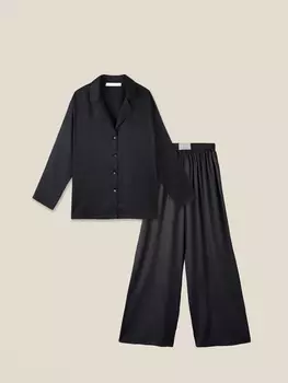 Пижама женская (рубашка, брюки) SL HOME Tensel Home, размер M, чёрная