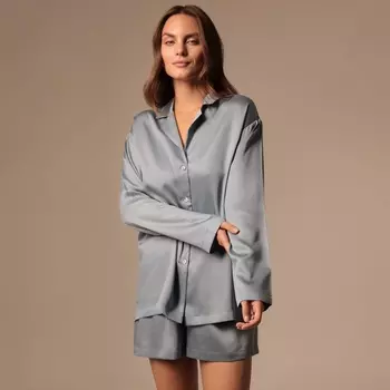 Пижама женская (рубашка, шорты) SL HOME Tensel Home, размер M, голубая