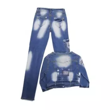 Костюм джинсовый для девочек, рост 140 см, цвет голубой