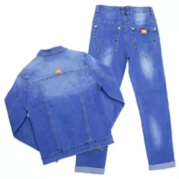 Костюм джинсовый для мальчиков, рост 140 см, цвет синий