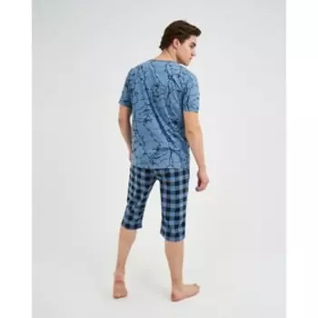 Костюм (футболка, бриджи) мужской, цвет синий, размер 54