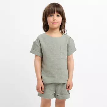 Костюм (футболка и шорты ) детский KAFTAN «Муслин», размер 28 (86-92 см), зелёный