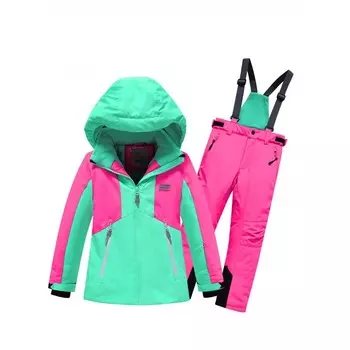 Костюм горнолыжный для девочки, рост 140 см, цвет зелёный