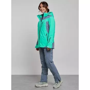 Костюм горнолыжный женский зимний, размер 42, цвет зелёный