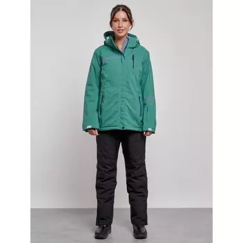 Костюм горнолыжный женский зимний, размер 58, цвет зелёный