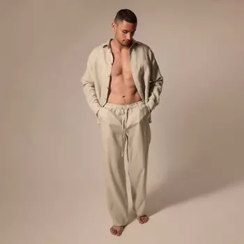 Костюм мужской домашний (рубашка с длинным рукавом и брюки) SL HOME, размер M, светло-зеленый