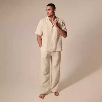 Костюм мужской домашний (рубашка с коротким рукавом и брюки) SL HOME, размер S, молочный