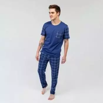 Костюм мужской (футболка, брюки) «Кавалер», цвет синий, размер 48