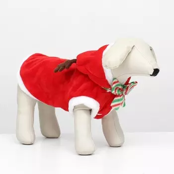 Костюм для животных «Новогодний с рожками», размер S (ДС 25, ОГ 35 см)