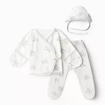Костюм (распашонка, ползунки, чепчик) Bloom Baby Короны, р. 62 см, молочный