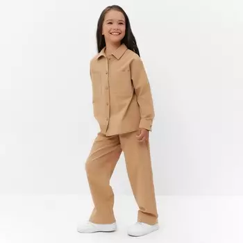 Костюм (рубашка и брюки) детский KAFTAN «Лён», размер 28 (86-92 см), бежевый