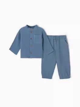 Костюм (рубашка и брюки) детский KAFTAN «Муслин», размер 34 (122-128 см), синий