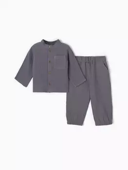 Костюм (рубашка и брюки) детский KAFTAN «Муслин», размер 32 (110-116 см), серый