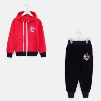 Костюм спортивный детский, цвет коралловый/темно-синий, рост 92 см