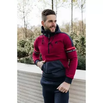 Костюм спортивный мужской Isee, размер 48, цвет тёмно-синий, бордовый