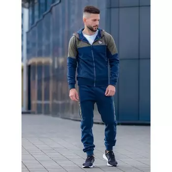 Костюм спортивный мужской Isee, размер 54, цвет хаки, тёмно-синий