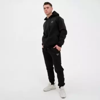 Костюм спортивный мужской (толстовка и брюки), цвет черный, размер 50