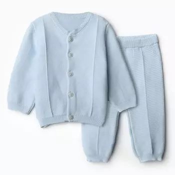 Костюм вязаный (джемпер, брюки), цвет голубой, рост 80