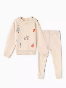 Костюм вязаный Крошка Я «Новогодние игрушки» рост 74-80 см, бежевый