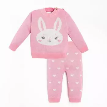 Костюм вязаный Крошка Я «Зайка», рост 68-74 см, розовый
