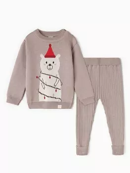 Костюм вязаный Крошка Я «Зимний мишка» рост 80-86 см