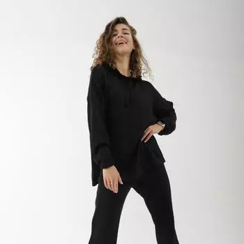 Костюм вязаный SL, с капюшоном, 46-48, чёрный