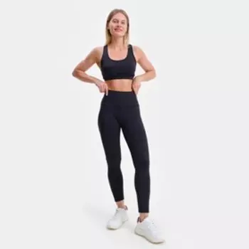 Костюм женский Adidas (топ/леггинсы), цвет чёрный, размер XL