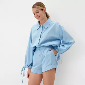 Костюм женский (блузка, шорты) MINAKU: Casual Collection цвет голубой, размер 42