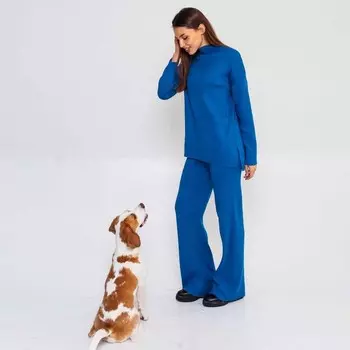Костюм женский (джемпер/брюки), цвет синий, размер 44-48 (ONE SIZE)